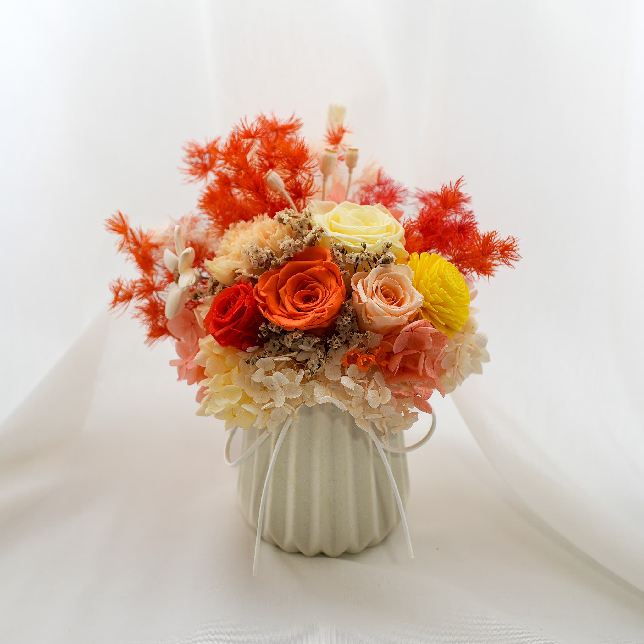 Citrine Glow petite preserved flower arrangement