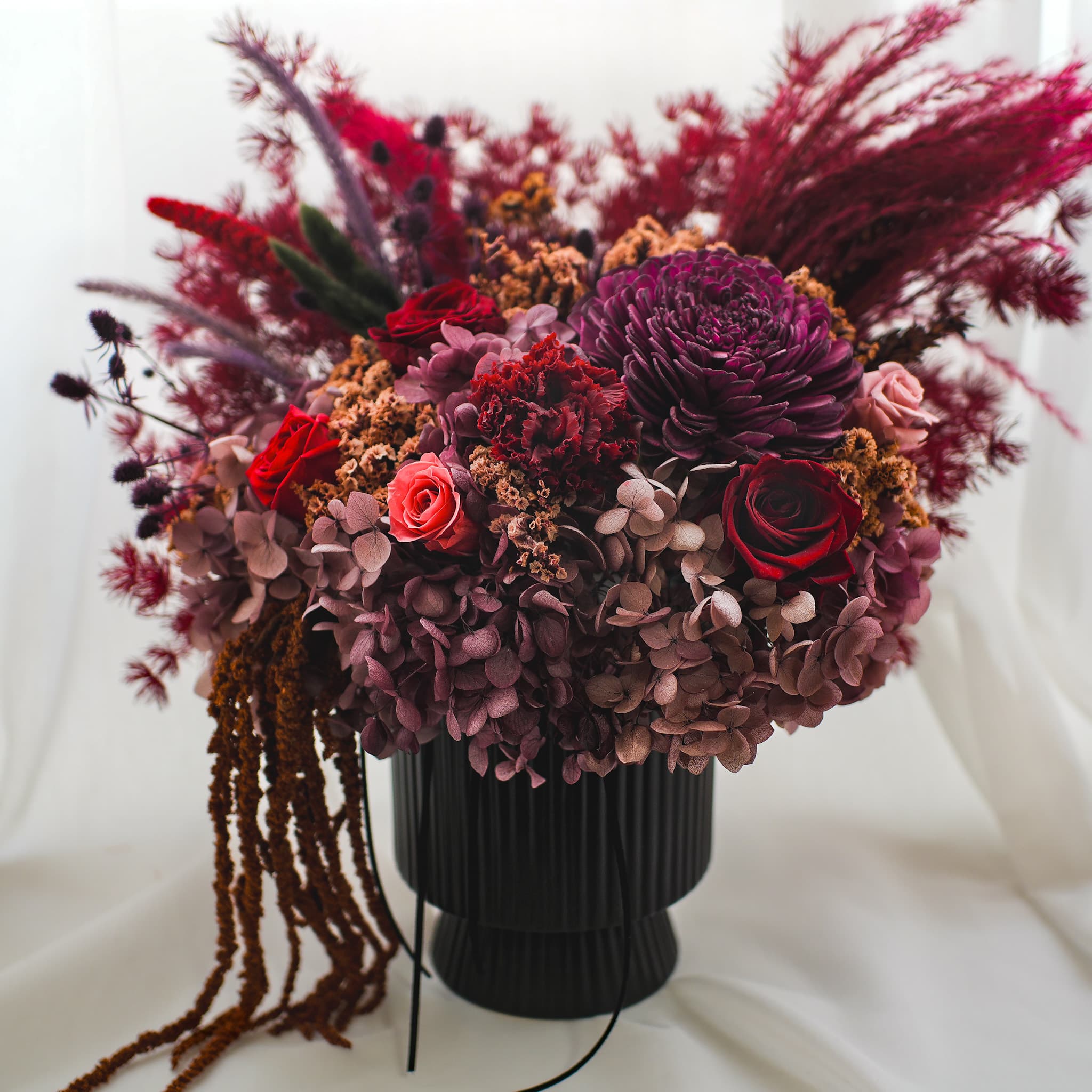 Crimson Noir classic preserved flower arrangement