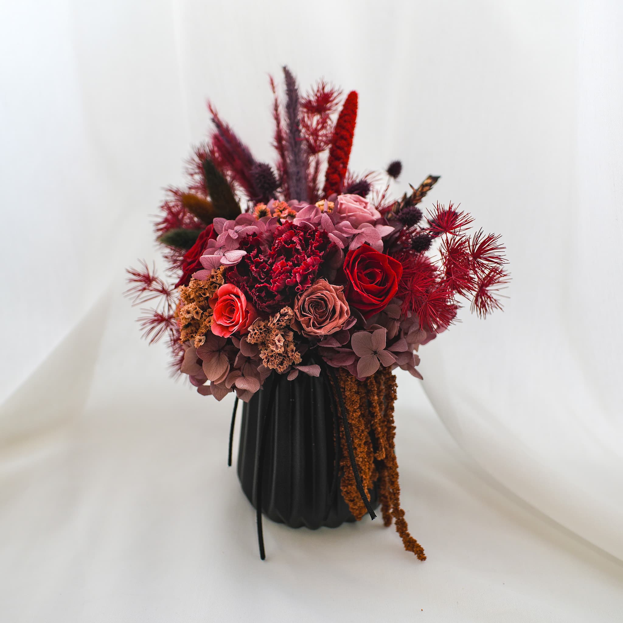 Crimson Noir petite preserved flower arrangement