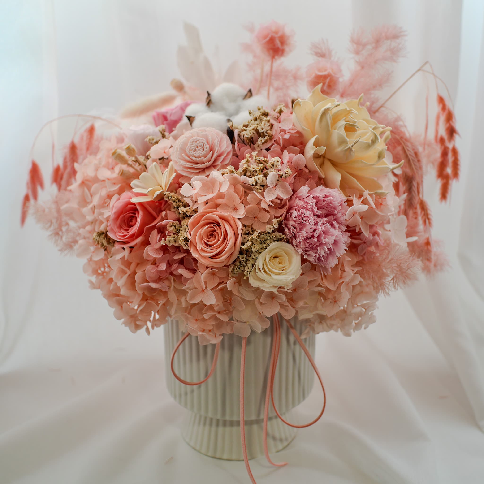 Soft Veil classic preserved flower arrangement