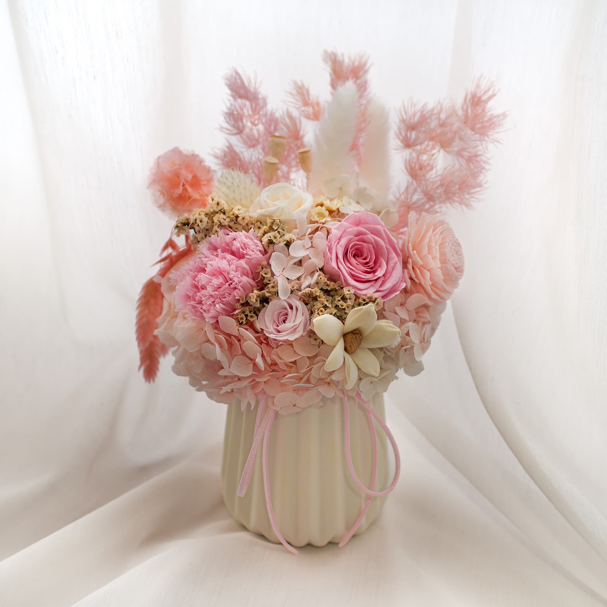 Soft Veil petite preserved flower arrangement